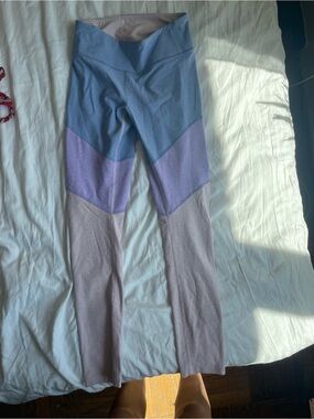 Outdoor Voices Colorblock Yoga Leggings in Blue, Purple, and Light Gray